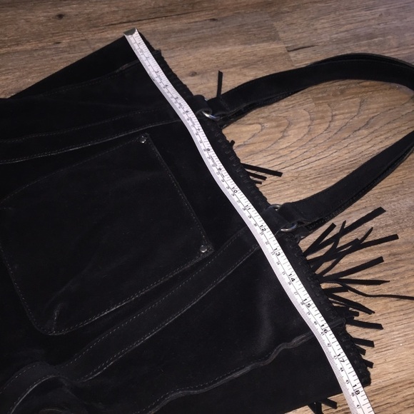 Patricia Nash Black Suede Leather Fringe Handbag - Picture 8 of 8